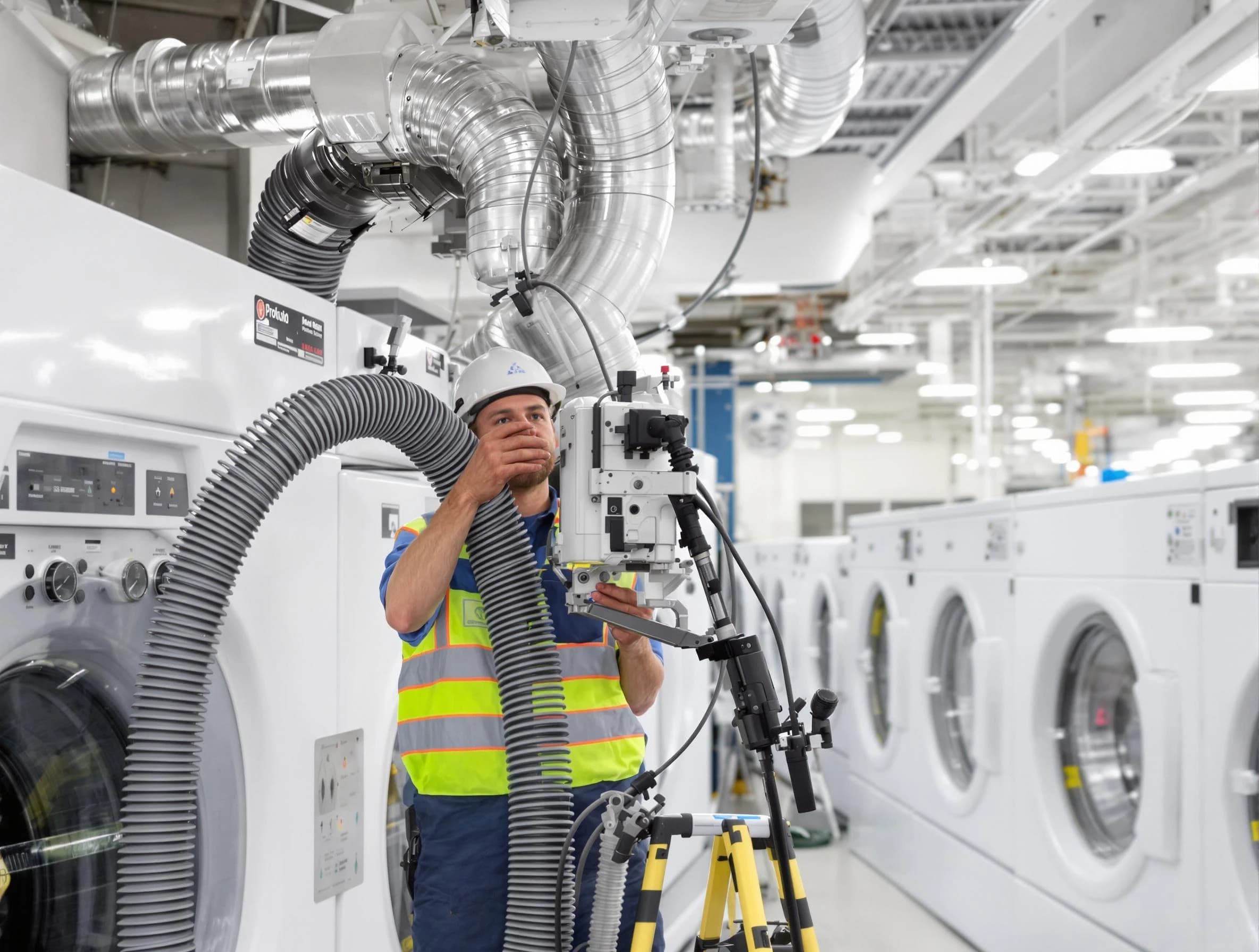 Pittsburgh Dryer Vent Cleaning team performing commercial-grade dryer vent cleaning at a business facility in Pittsburgh
