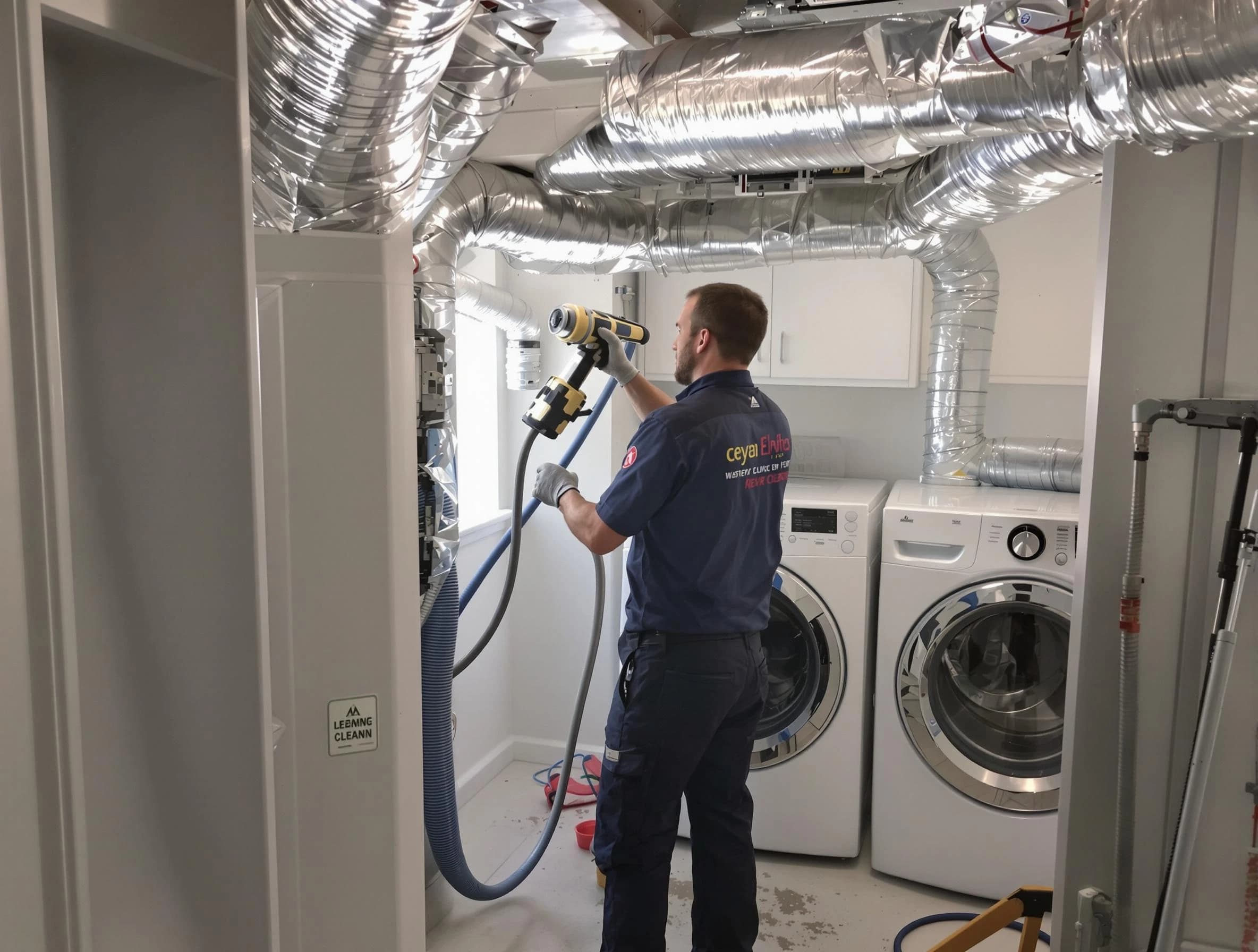 Pittsburgh Dryer Vent Cleaning specialist using advanced equipment for thorough duct cleaning in Pittsburgh