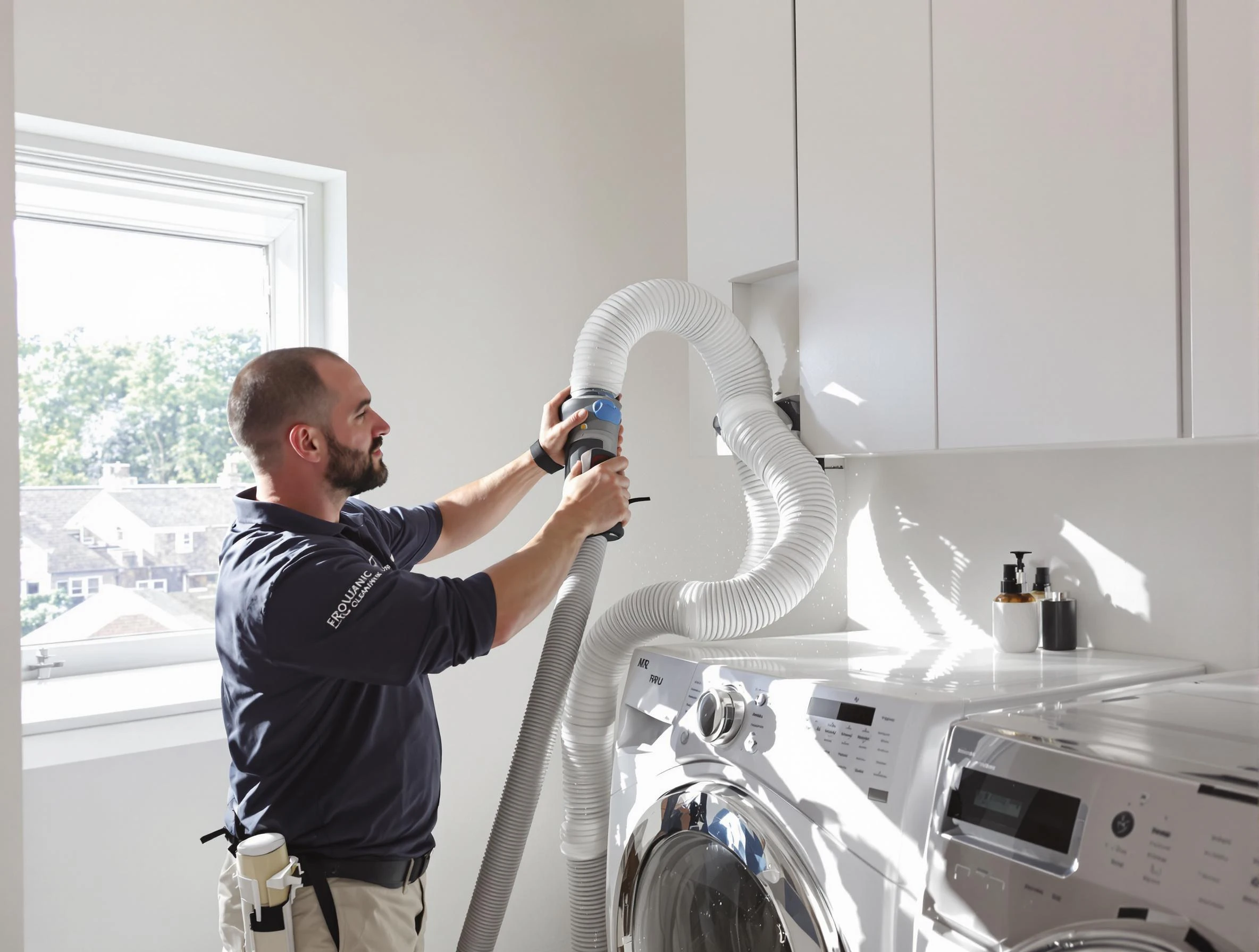 Certified Pittsburgh Dryer Vent Cleaning technician performing dryer vent cleaning in Pittsburgh