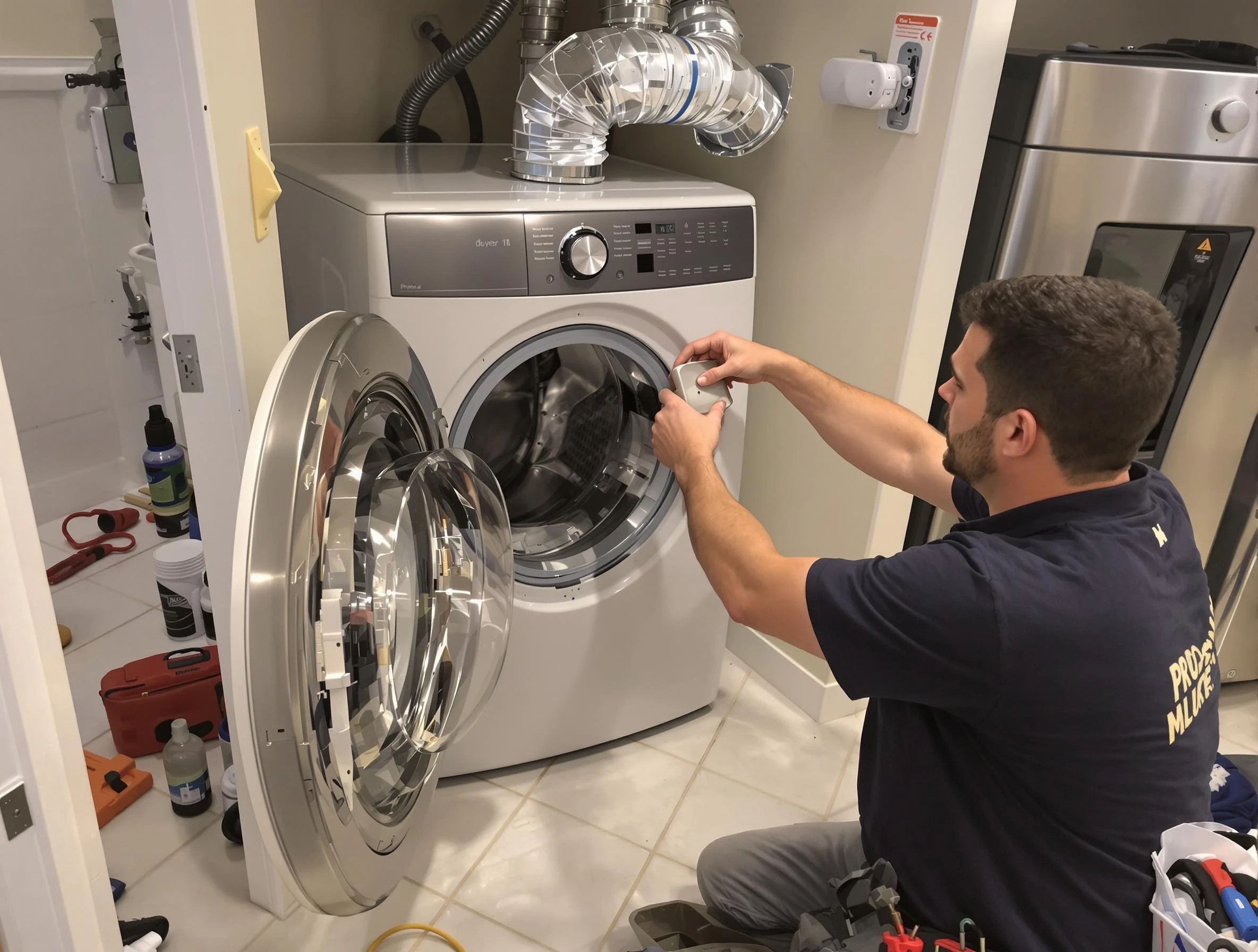Pittsburgh Dryer Vent Cleaning technician performing precise dryer vent hose installation in Pittsburgh