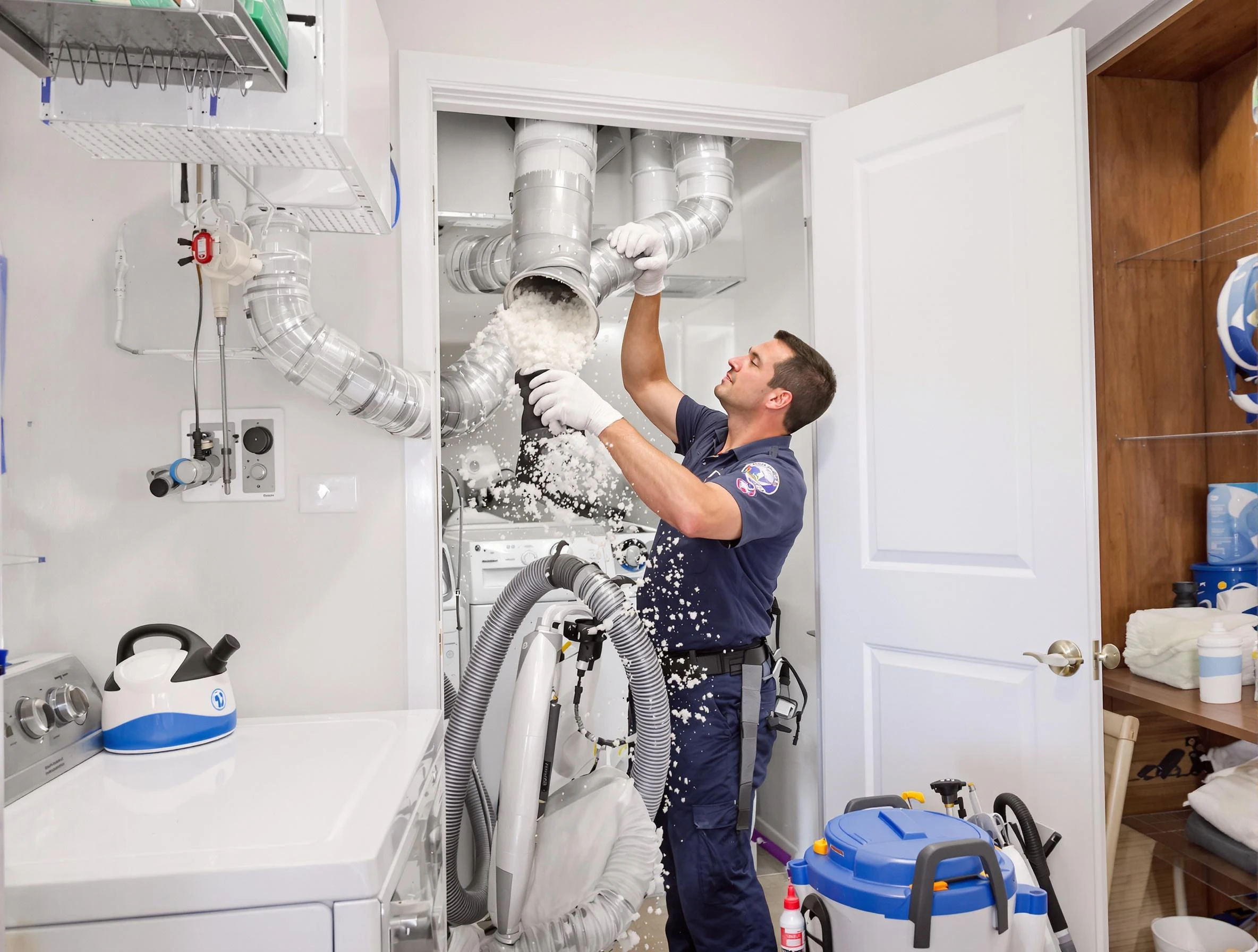 Pittsburgh Dryer Vent Cleaning technician delivering thorough residential dryer vent cleaning service in Pittsburgh